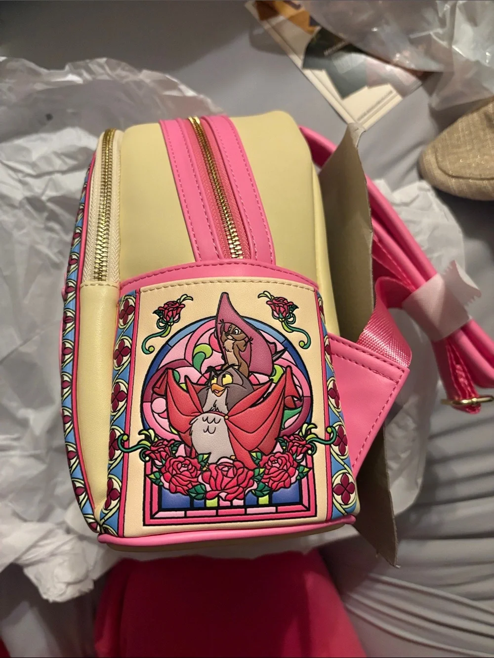 Loungefly Pink Aurora Stained Glass Mini Backpack